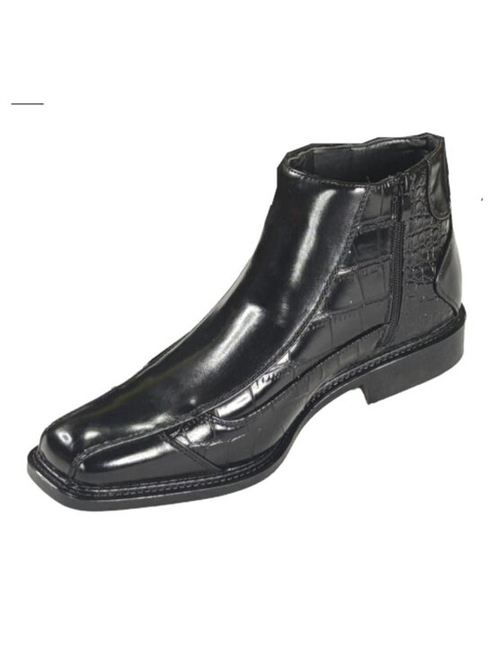 Antonio Cerrelli 6474 Men\'s Black Dress Boots Croc Print Ankle